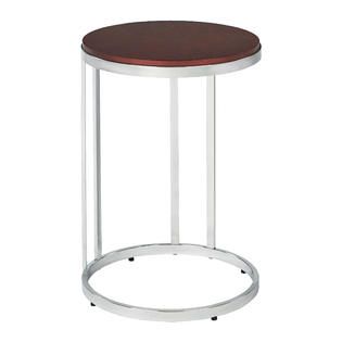 OSP Designs Alexandria Round End Table In Cherry Finish Top, Chrome