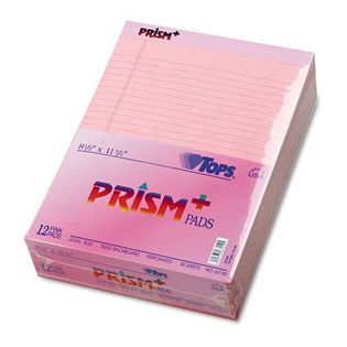 TOPS Prism Plus Colored Legal Pads 8 1/2 x 11 3/4 Pink 50 Sheets Dozen