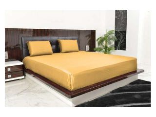 Super Quality 3PC Solid Fitted Sheet with 2 pillow cases of 300TC Gold California King with 18" Deep Pocket 100% Egyptian Cotton