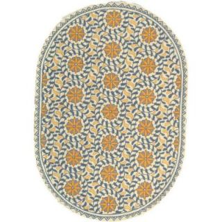 Safavieh Chelsea Ivory/Blue 4 ft. 6 in. x 6 ft. 6 in. Oval Area Rug HK150A 5OV