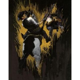 Two cowboys having duel at night Poster Print (18 x 24)