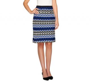 Linea by Louis DellOlio Knit Zigzag Pattern Pencil Skirt —