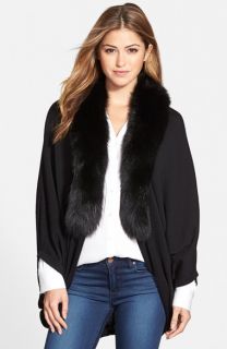 La Fiorentina Wool Cocoon Cardigan with Genuine Fox Fur Collar
