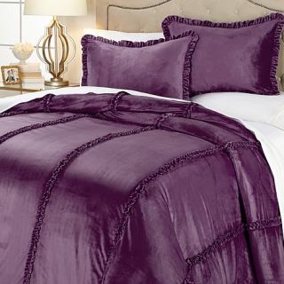 Highgate Manor 3 piece Velvet Plush Ruffle Comforter Set   7735996