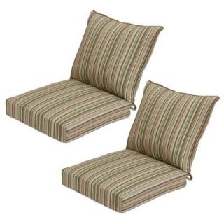 Hampton Bay Green Stripe Pillow Back Outdoor Deep Seating Cushion (2 Pack) 7297 02003100