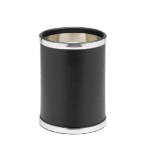 Kraftware Sophisticates 10 in. Black with Polished Chrome Round Trash Can 67548