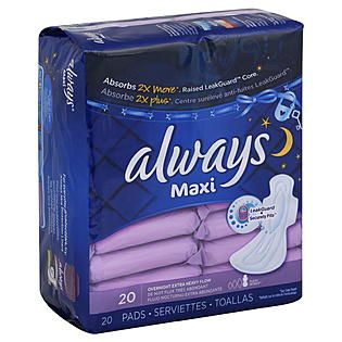 Kotex Overnight Pads, Maxi, Heavy Flow, Unscented, Jumbo Pack, 40 pads