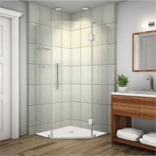 Aston Neoscape GS 38 in. x 72 in. Frameless Neo Angle Shower Enclosure in Stainless Steel with Glass Shelves SEN991 SS 38 10
