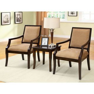 Furniture of America Frieda 3 Piece Espresso Accent Table and Chair