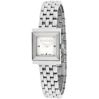 Gucci Womens YA128402 G Frame Silver Dial Stainless Steel Bracelet