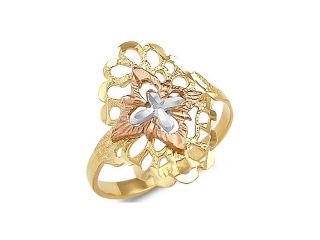 14k Yellow White and Rose Gold Tri Color New Cross Ring 