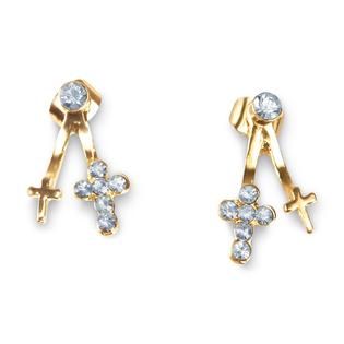 Bongo   Juniors Front & Back Rhinestone Cross Earrings