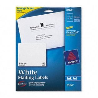 Avery Ink Jet Mailing Labels, 3 1/3 x 4, White, 150/Pack   Office