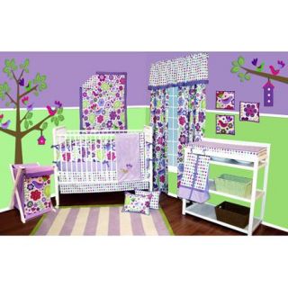 Bacati Botanical 10 Piece Nursery in a Bag Crib Bedding Set with Bumper Pad, Purple for US standard Cribs