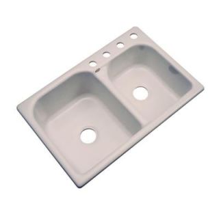 Thermocast Cambridge Drop In Acrylic 33 in. 4 Hole Double Bowl Kitchen Sink in Fawn Beige 45409