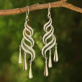 Sterling Silver Leaf Chimes Earrings (Thailand)
