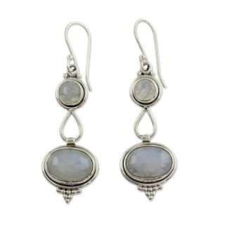 Sterling Silver Goddesses Moonstone Earrings (India)  