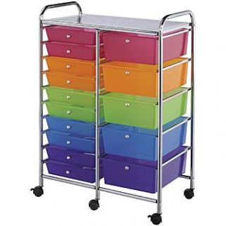 Double Storage Cart W/15 Drawers 25.5X38X15.5   Home   Crafts
