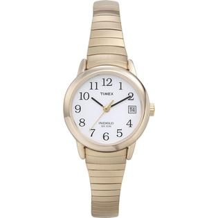 Timex  Ladies Calendar Date Watch with Round White Dial and Goldtone