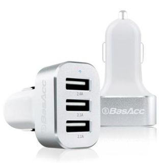 BasAcc 6.6A 3 Port USB Car Rapid Charger for iPhone 6 Plus 6S 5 5S 4S iPad Air Mini Pro iPod Touch Samsung Galaxy S7 S6 S5 S4 S3 Note 5 4 Edge Tab Tablet Smartphone (High Output with Smart Sense Chip)