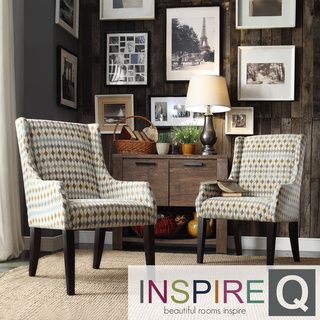 Inspire Q Kiefer Geometric Fabric Sloping Arm Hostess Chair