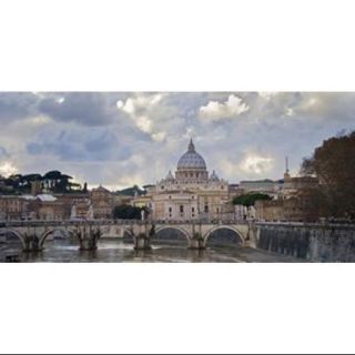 Arch bridge across Tiber River with St. Peter's Basilica in the background, Rome, Lazio, Italy Poster Print by Panoramic Images (36 x 12)