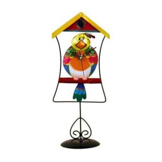 River City Clocks Metal Multicolor Bird in Cage with Removable Stand Wall/Desktop Clock