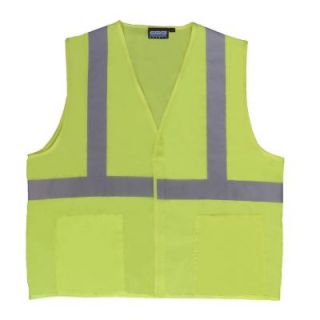 ERB Large S388 Class 2 Woven Oxford Vest with Hook and Loop Closure in Hi Viz Lime 61001