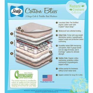 Sealy  Nature Couture Cotton Bliss 2 Stage Organic Crib Mattress