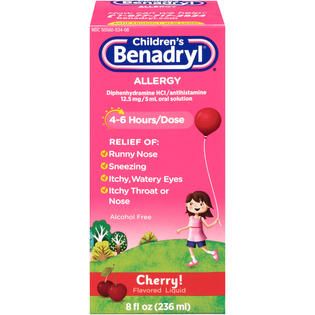 Benadryl Cherry Flavored Allergy 8 FL OZ BOX   Health & Wellness