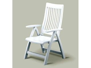 Folding Reclining Patio Chair with High Back, White Frame