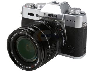 FUJIFILM X T10 16471574 Silver 16.3 MP 3.0" 920K LCD Mirrorless Interchangeable Lens Camera with XF18 55mmF2.8 4 R LM OIS Lens