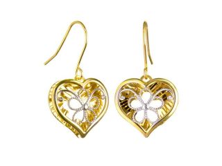 10K Tt Open Back Heart Flower Earring On Earwires