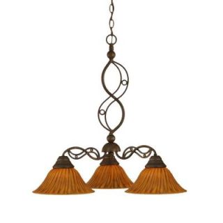 Filament Design Concord Series 3 Light Bronze Chandelier with Tiger Glass Shade CLI TL5012562