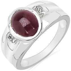 Sheila Kay Platinum Overlay Ruby and White Topaz Ring  