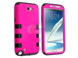 Insten Black Skin / Hot Pink Hard Hybrid Case Cover + Clear Screen Protector Compatible with Samsung Galaxy Note II N7100