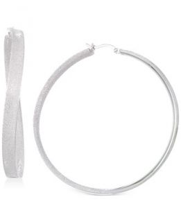 SIS by Simone I Smith Satin Finished Hoop Earrings in Platinum over