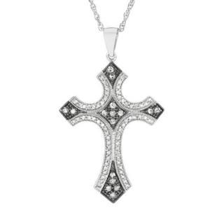 925 Sterling Silver Cross Necklace with 1 1/2ct TW Diamonds