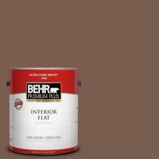 BEHR Premium Plus 1 gal. #250F 7 Melted Chocolate Zero VOC Flat Interior Paint 130001