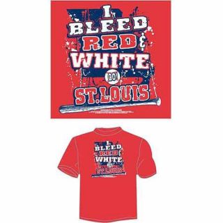St. Louis Baseball "I Bleed Red and White, Go St.Louis" T Shirt, Red