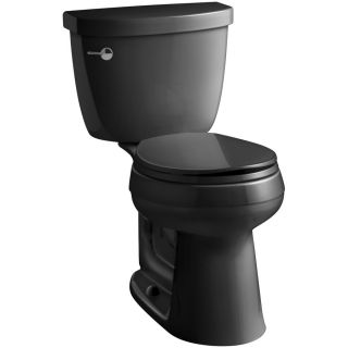 KOHLER Cimarron Black Black 1.28 GPF (4.85 LPF) 12 in Rough in WaterSense Round 2 Piece Comfort Height Toilet