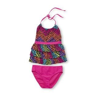 Joe Boxer Girls Tankini Swim Top & Bikini Bottoms   Animal Print