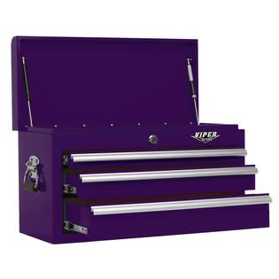 Viper Tool Storage 26 inch 3 Drawer 18G Steel Top Chest, Purple