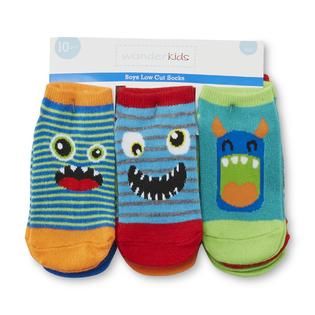 WonderKids Infant & Toddler Boys 10 Pairs Low Cut Socks   Monsters