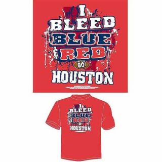 Houston Football "I Bleed Blue and Red, Go Houston" T Shirt, Red
