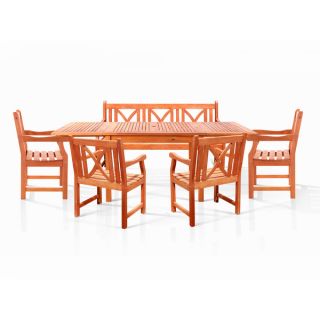 Bana Dining Set with Large Rectangulate Table with Backless Chairs and