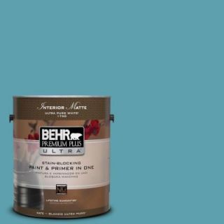 BEHR Premium Plus Ultra 1 gal. #BIC 53 Turquoise Matte Interior Paint 175401