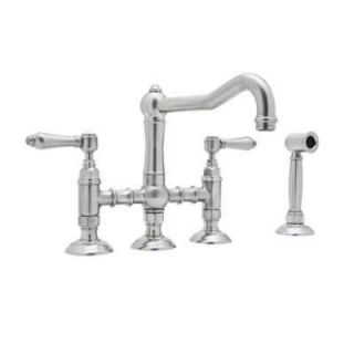 Rohl Country 2 Handle Bridge Kitchen Faucet with Side Sprayer in Polished Chrome A1458LMWSAPC 2
