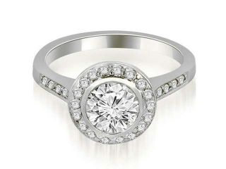 0.85 cttw. Bezel Center Round Cut Diamond Engagement Ring in 18K White Gold (SI2, H I)