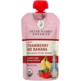 Peter Rabbit Organics Strawberry and Banana 100% Pure Fruit Snack Baby Food, 4 oz, (Pack of 2)